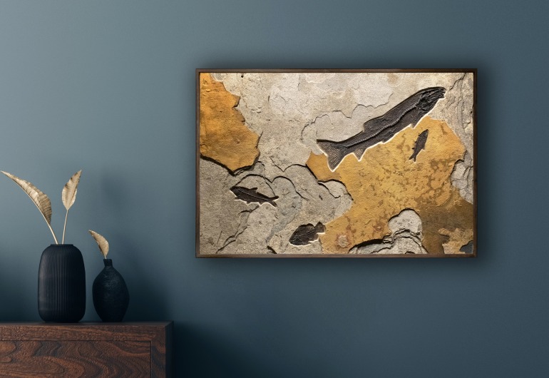 Framed Accent Sized Fossil Mural in the Home