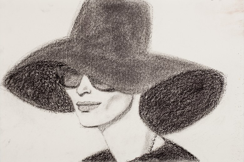 alex katz black hat 2 2010 charcoal on paper richard gray