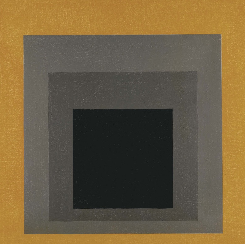 Josef Albers Study for Homage to the Square: Grisaille &amp; Gold Oil on masonite