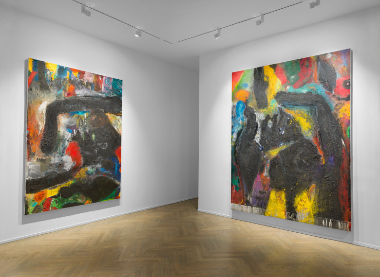 Installation view,&nbsp;Jim Dine: The Black Paintings, 2018. Richard Gray Gallery, New York.