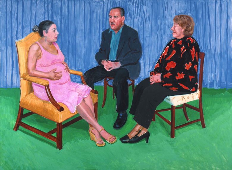 David Hockney Elsa, David and Dayanna Oil on canvas