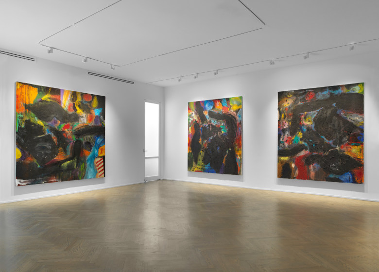 Installation view,&nbsp;Jim Dine: The Black Paintings, 2018. Richard Gray Gallery, New York.
