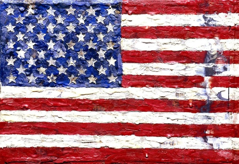 Flag, 1965 Encaustic and collage on canvas