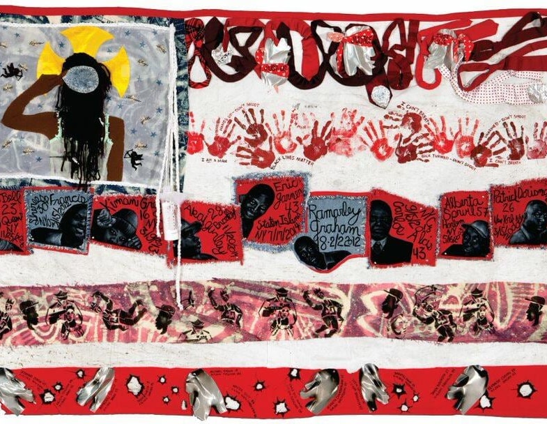 Image of Teresa Margolles's American Juju for the Tapestry of Truth, 2015.