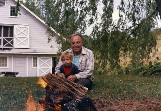 1987&nbsp; With grandson Gabriel in Ulster County, photo by Mara Held