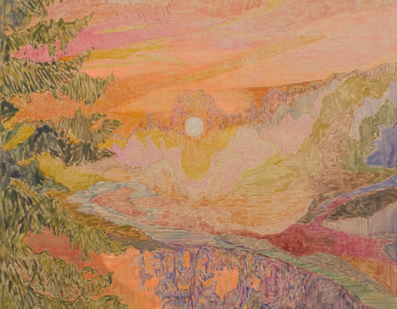 Hayley Barker, Riverwood 3, 2021, Oil on linen, 80 x 65 in. Courtesy Shrine Gallery