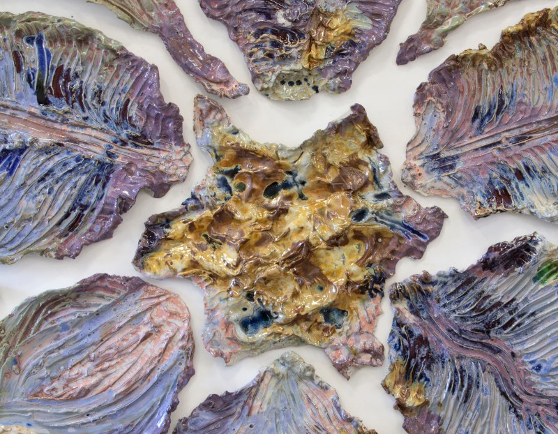 Detail of a ceramic sculpture by Brie Ruais