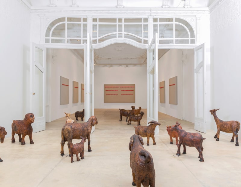 Installation view of Anthony Olubunmi Akinbola's work at Galerie Kinzinger