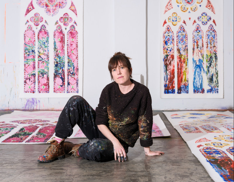 Portrait of Claire Tabouret in her studio