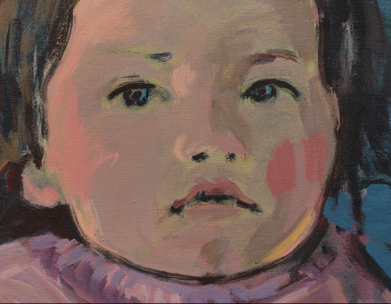 Detail of Claire Tabouret's painting "The Small Boat"