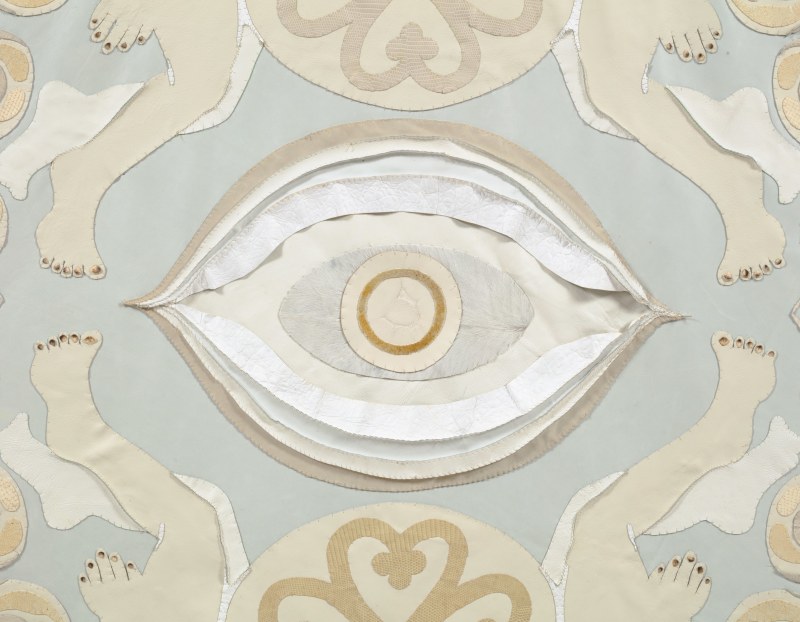 Detail of a textile work by Tau Lewis
