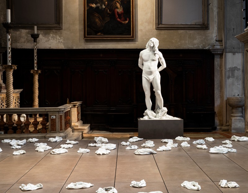Installation view of Reza Aramesh's presentation at the Venice Biennalle