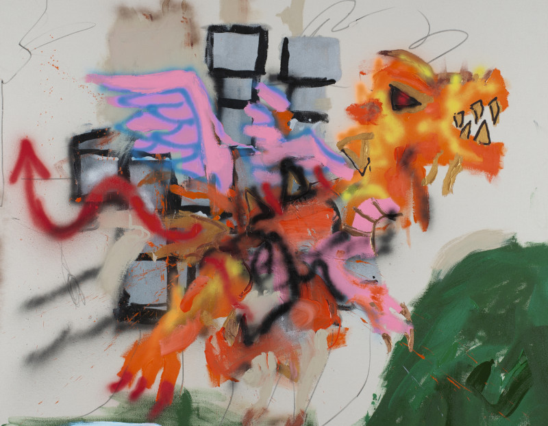 Painting by Robert Nava of a winged dragon 