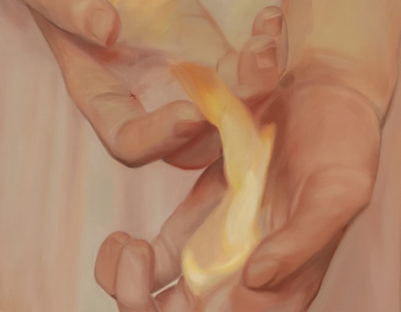 Shannon Cartier Lucy, "Rubedo (Hands with Fire)," 2022, courtesy of the artist and Night Gallery.