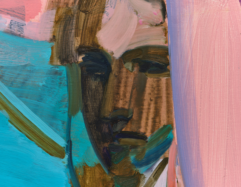 Detail of Sarah Awad's painting "Girl Genius Machine"