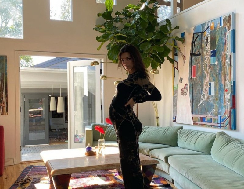 Painting by Marisa Takal Featured in Homes &amp; Garden Story on Emily Ratajkowski's Living Room
