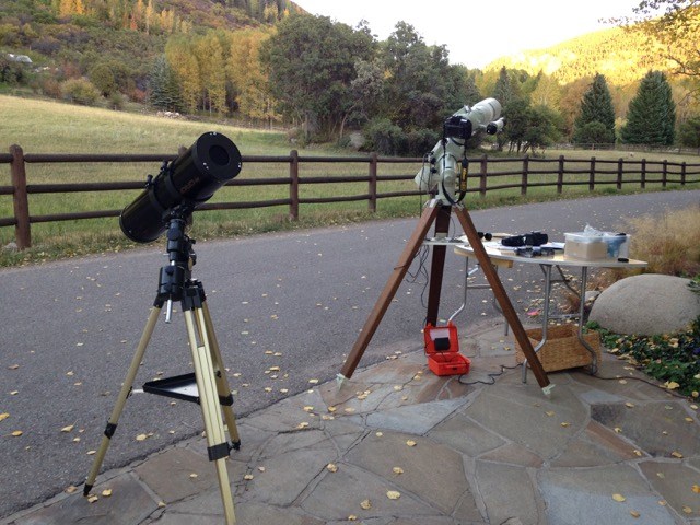 Camera and telescope set up for blood moon, Aspen, 2015