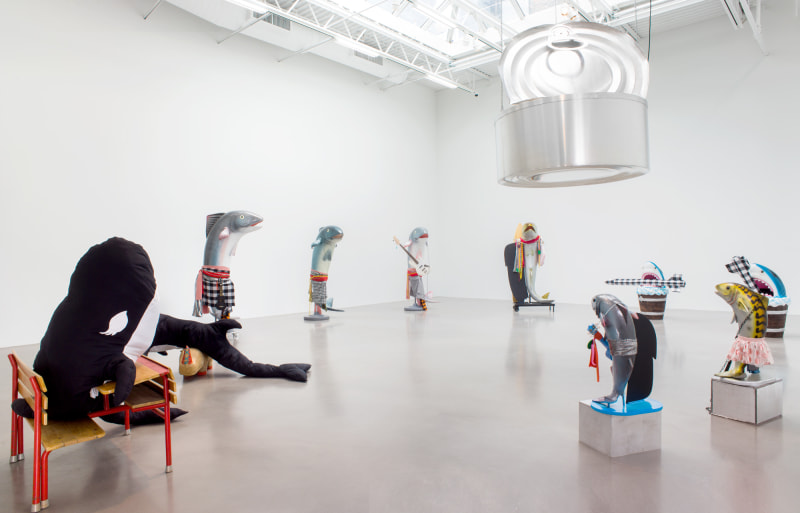 Installation view, Cosima von Bonin, WHAT IF IT BARKS?, Petzel, 2018