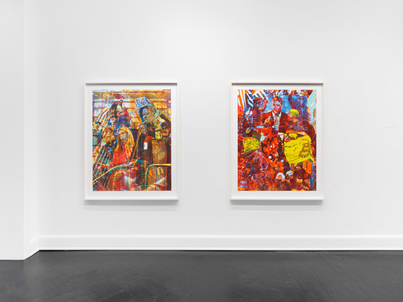 Installation view, Rob Swainston and Zorawar Sidhu,&nbsp;Doomscrolling, Petzel, 2022