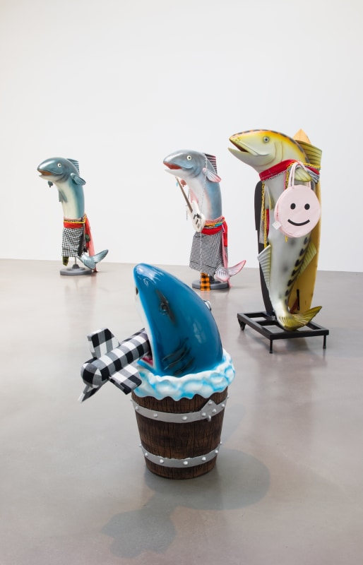 Installation view, Cosima von Bonin, WHAT IF IT BARKS?, Petzel, 2018