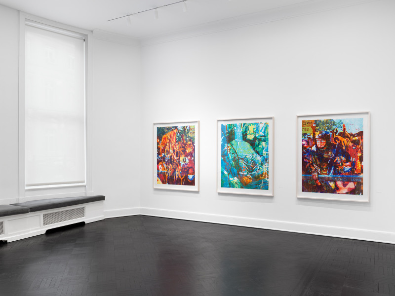 Installation view, Rob Swainston and Zorawar Sidhu,&nbsp;Doomscrolling, Petzel, 2022