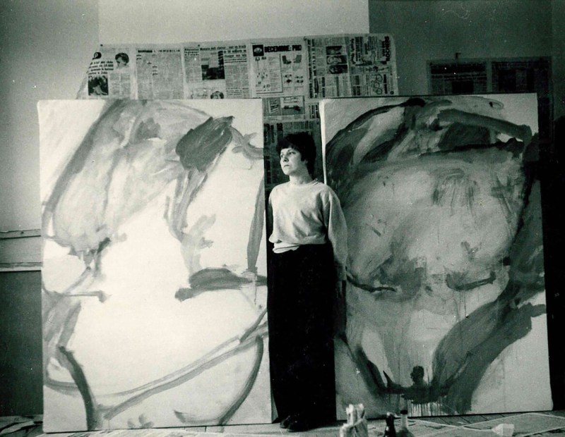 Maria Lassnig in her studio, Paris, 1961