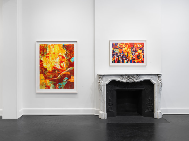 Installation view, Rob Swainston and Zorawar Sidhu,&nbsp;Doomscrolling, Petzel, 2022