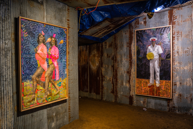 Derek Fordjour: SHELTER. Installation view. Contemporary Art Museum St. Louis, Missouri. January 17 - August 23, 2020.