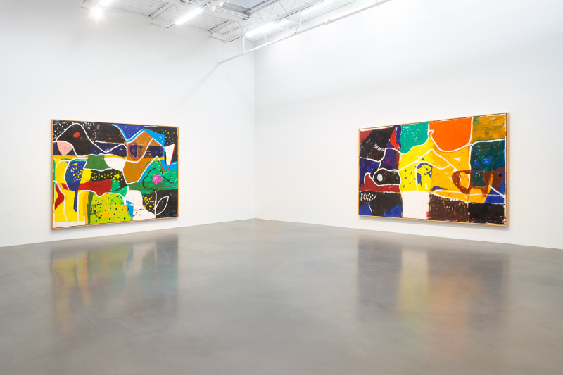 Installation view, Joe Bradley, Bhoga Marga, Petzel, 2022