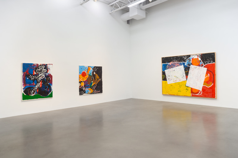 Installation view, Joe Bradley, Bhoga Marga, Petzel, 2022