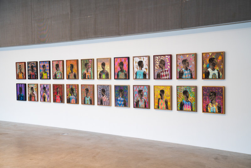 Derek Fordjour: SHELTER. Installation view. Contemporary Art Museum St. Louis, Missouri. January 17 - August 23, 2020.