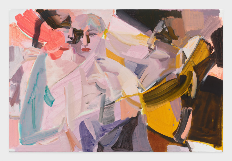 Sarah Awad, &quot;Sun Conducting,&quot; 2022, oil and vinyl on canvas,&nbsp;36 x 54 in (91.4 x 137.2 cm)