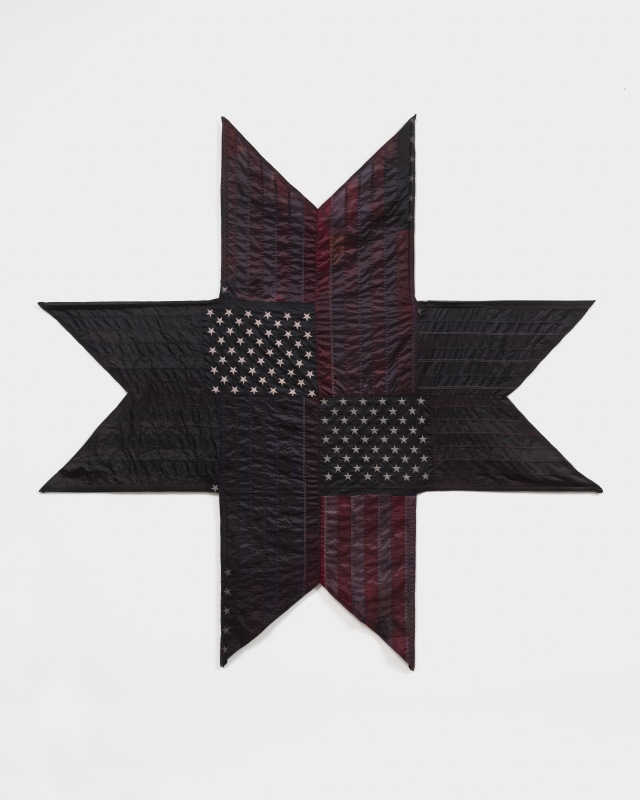 Carla Edwards,&nbsp;&quot;Shades of Ambivalence II,&quot; 2010,&nbsp;American flags, nylon dye,&nbsp;98 x 98 in (248.9 x 248.9 cm)