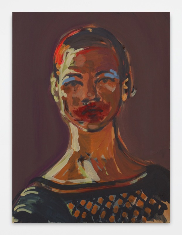 Claire Tabouret, &quot;Makeup (smeared lipstick),&quot; 2017, acrylic on wood panel, 24 x 18 in (61 x 45.7 cm)