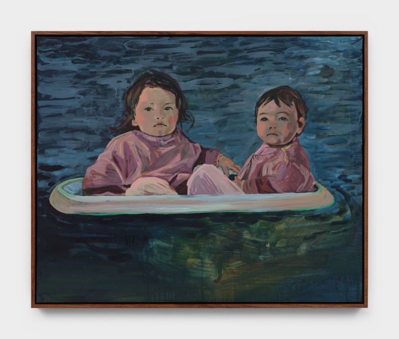 Claire Tabouret, &quot;The Small Boat&quot;, 2025, acrylic on canvas, 40 1/4 x 48 3/4 x 2 1/4 in (102.2 x 123.8 x 5.7 cm)