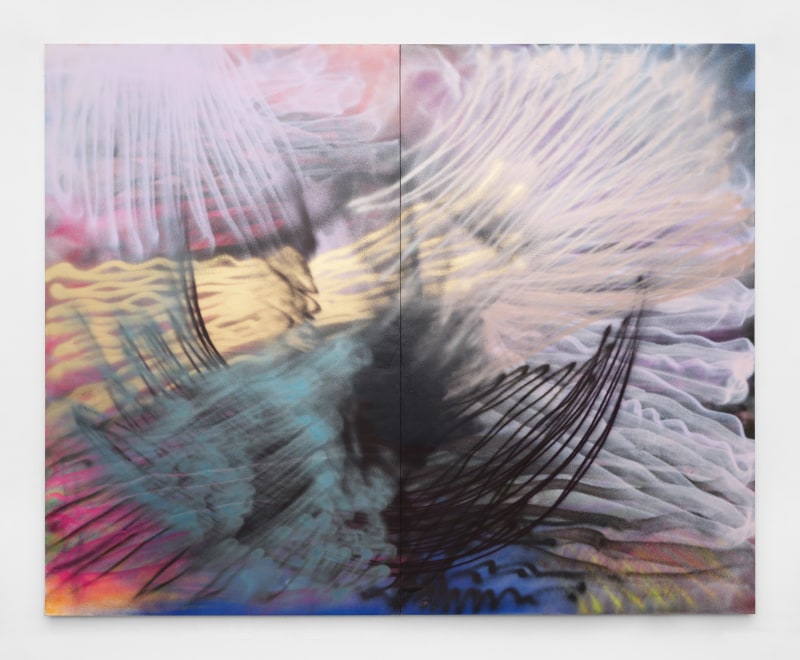 Andrea Marie Breiling, &quot;Wide Open&quot;, 2021, aerosol spray on linen, 103 x 128 in (261.6 x 325.1 cm)