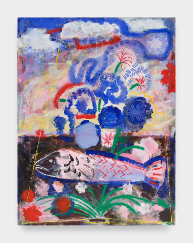 Anna Rosen, &quot;Flowers, Fish, Fireworks&quot;, 2025, oil on canvas, 42 x 32 in (106.7 x 81.3 cm)