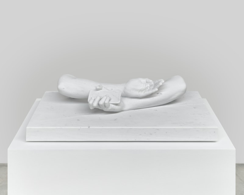 Reza Aramesh, &quot;Fragments of the Self Action 504: At 11:00 am, Saturday 18 April 2015&quot;, 2025, carved and hand polished marble, 8 1/2 x 17 x 33 in (21.6 x 43.2 x 83.8 cm)