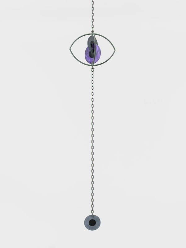 Anne Libby, &quot;Organelle (Pg)&quot;, 2024, powder coated steel, patinated aluminum, enamel, 16 x 19 x 19 in (40.6 x 48.3 x 48.3 cm)