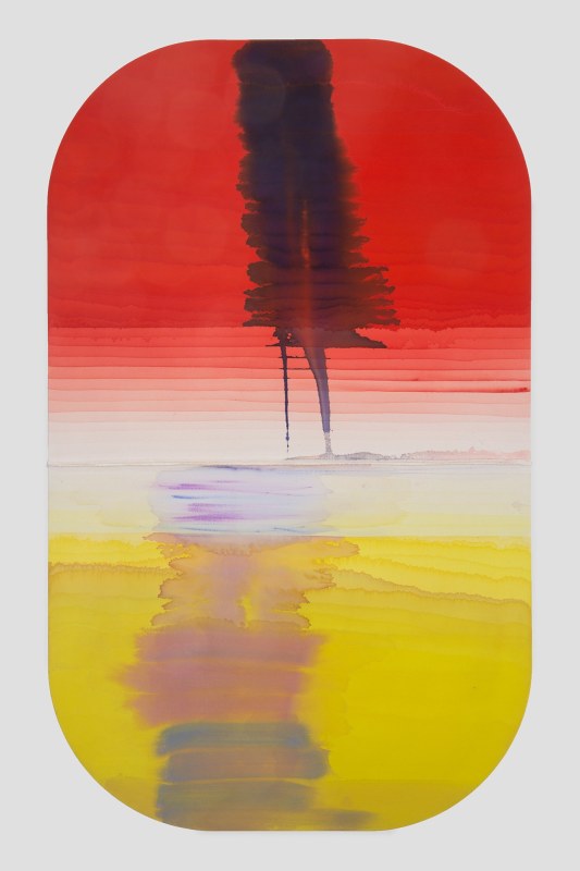 Elaine Stocki, &quot;Untitled, March 29,&quot; 2020, watercolor on canvas, 70 x 43 in (177.8 x 109.2 cm)