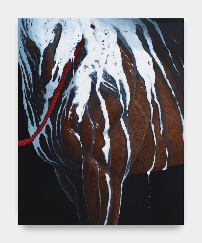 Sarah Miska, &quot;Red Rope&quot;, 2024, acrylic on canvas, 60 x 48 in (152.4 x 121.9 cm)