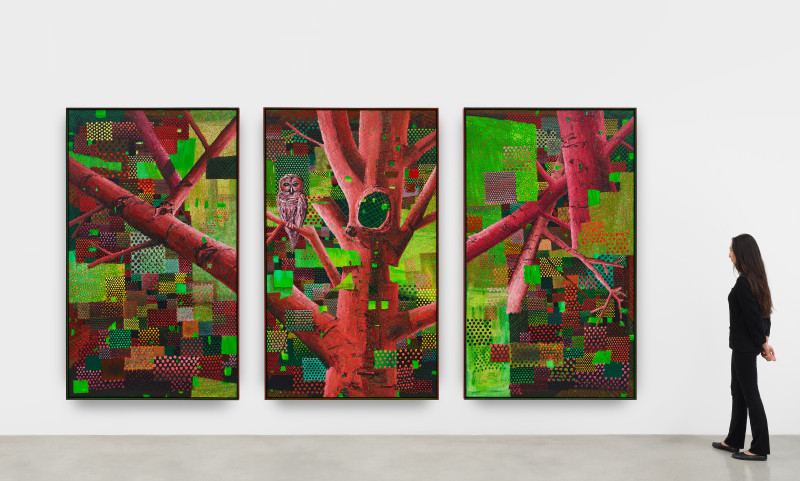 Ross Caliendo, &quot;Forest&quot;, 2025, oil and acrylic on canvas with artist frame, each: 87 5/8 x 51 1/2 in (222.6 x 130.8 cm)