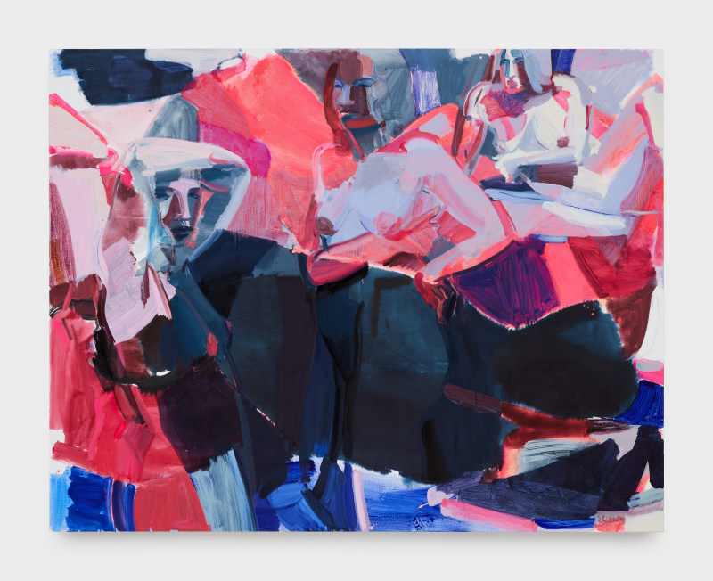 Sarah Awad, &quot;Phosphene Skyline,&quot; 2022, oil and vinyl on canvas, 66 x 84 in (167.6 x 213.4 cm)