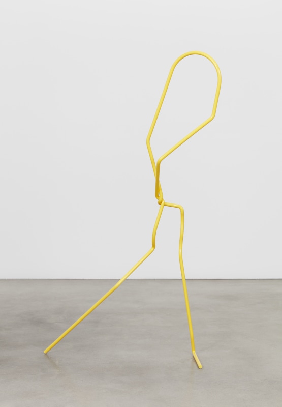 Josh Callaghan,&nbsp;&quot;Paperclip Figure (Yellow)&quot;, 2022,&nbsp;powder coated steel,&nbsp;68 x 43 x 13 in (172.7 x 109.2 x 33 cm)