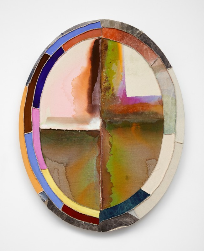 Elaine Stocki, &quot;December 2020, Oval 40,&quot; 2020, watercolor on canvas and linen, 40 x 31 1/2 in (101.6 x 80 cm)