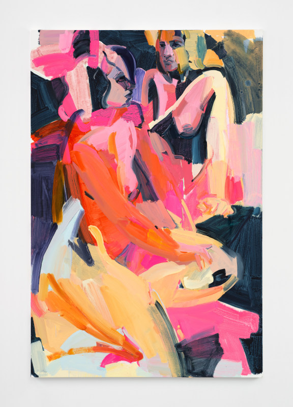 Sarah Awad, &quot;Heart Blaze&quot;, 2025, oil and vinyl on canvas, 66 x 44 in (167.6 x 111.8 cm)