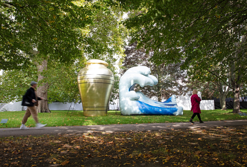 Installation view at Frieze Sculpture, London, 2021.