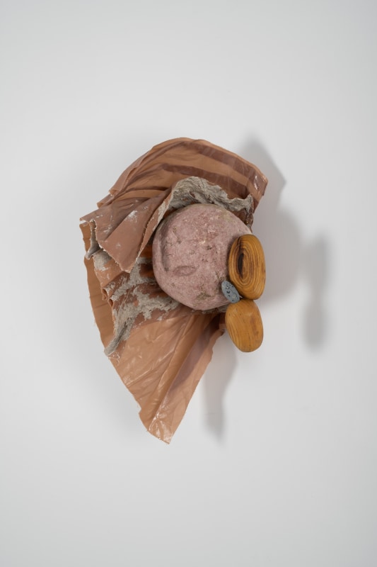 Cato Ouyang, &quot;sweetie&quot;, 2024, hedge wood, found textile, epoxy resin, paper-m&acirc;ch&eacute;, 28 x 15 x 13 in (71.1 x 38.1 x 33 cm)