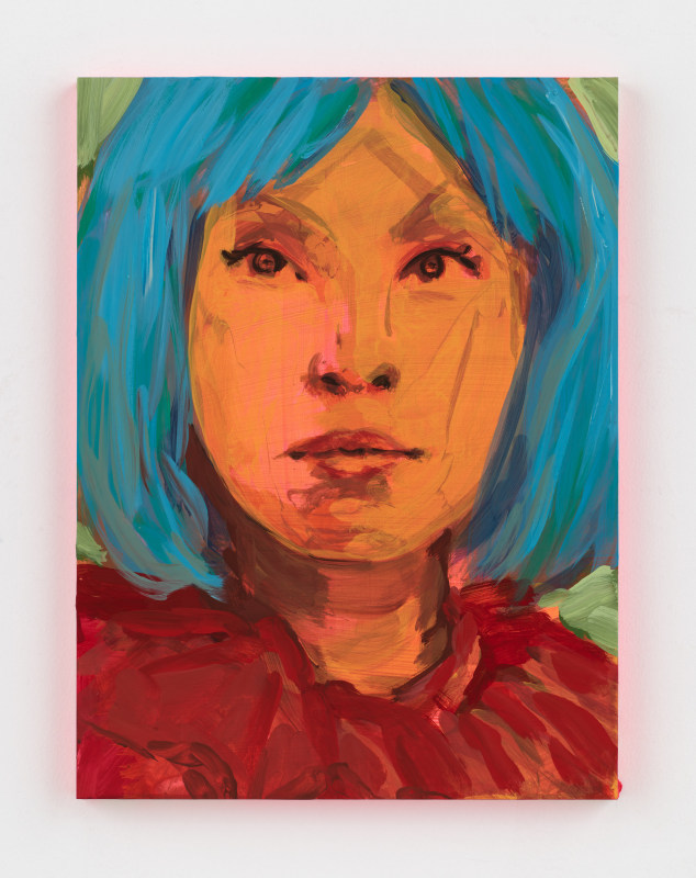 Claire Tabouret, &quot;Aska with a blue wig,&quot; 2020, acrylic on wood panel, 16 x 12 in (40.6 x 30.5 cm)