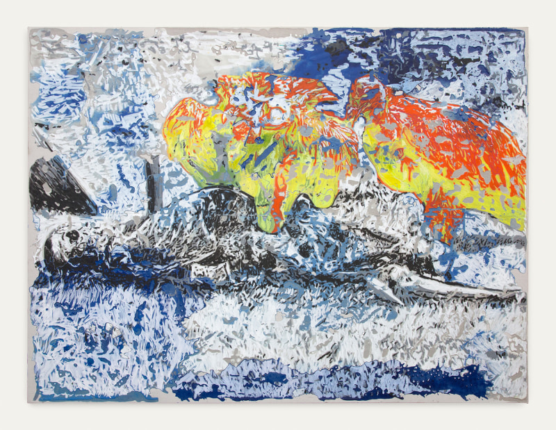 JPW3, &quot;Thermal Winter&quot;, 2018,&nbsp;oil pastel and wax on canvas,&nbsp;72 x 96 in (182.9 x 243.8 cm)